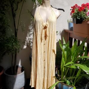 Arizona Jean Company Yellow Daisy's Ruffle Midi Sun dress So Cute! 🎉